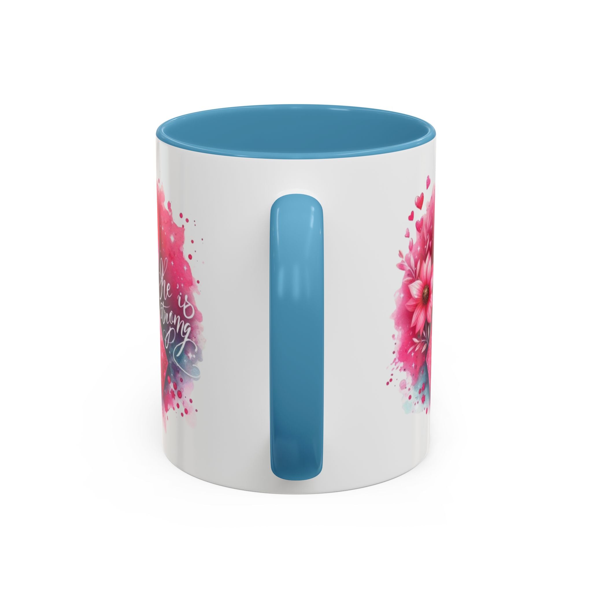 Breast Cancer Awareness Coffee Mug - Inspirational Gift, Motivational Drinkware, Supportive Cup, Pink Ribbon Design, She Is Strong
