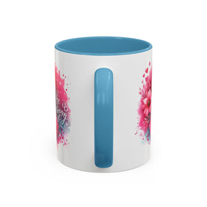 Breast Cancer Awareness Coffee Mug - Inspirational Gift, Motivational Drinkware, Supportive Cup, Pink Ribbon Design, She Is Strong