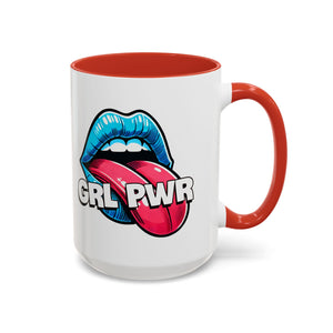 GRL PWR Accent Coffee Mug - Bold Fun Design for Empowerment, Great Gift for Friends, Coffee Lovers, Birthdays, and Celebrations