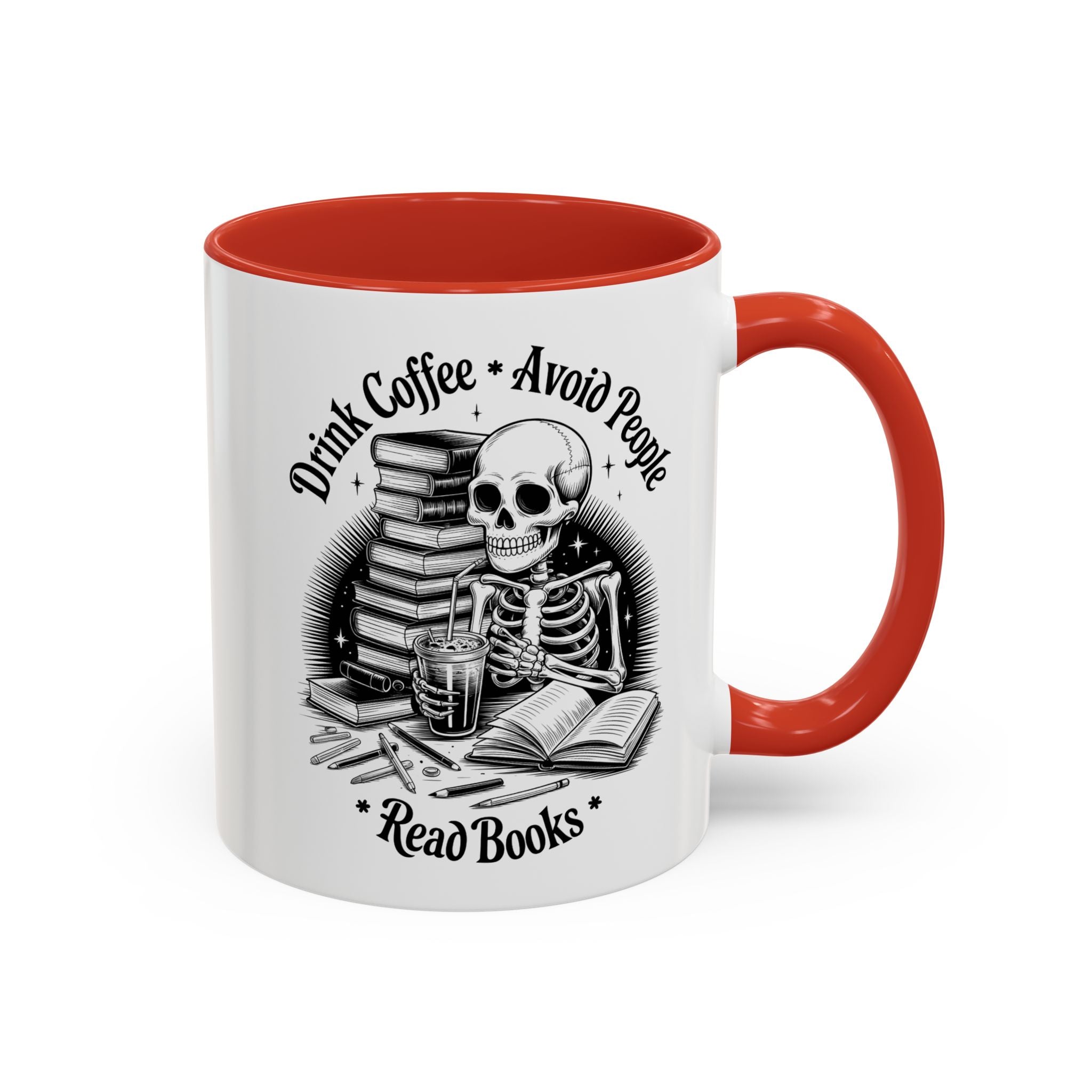 Skeleton Coffee Mug - Drink Coffee, Avoid People funny adult humor