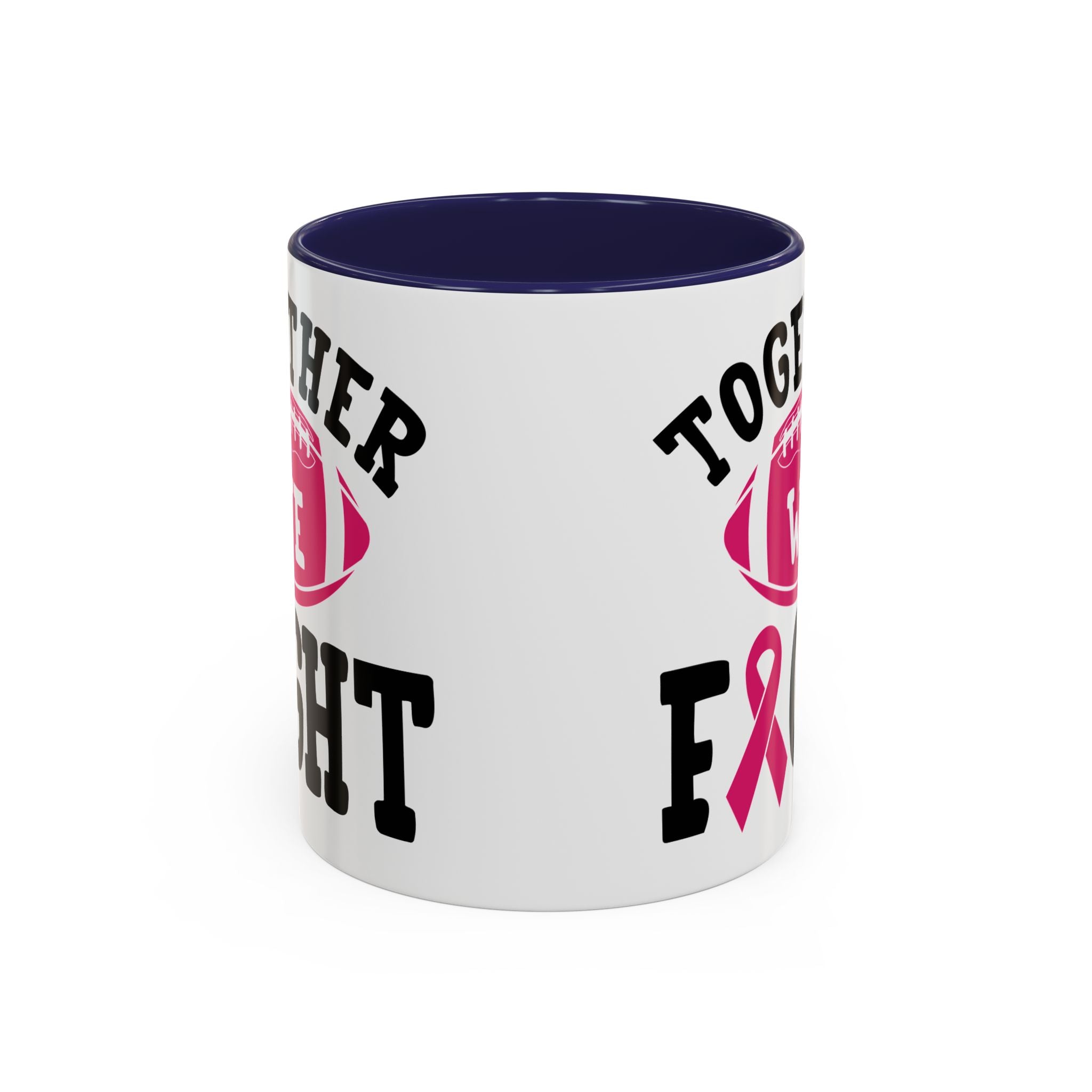 Together We Fight Pink Ribbon Coffee Mug, Support Breast Cancer Awareness, Gift for Survivors, Football Lovers, Empowerment