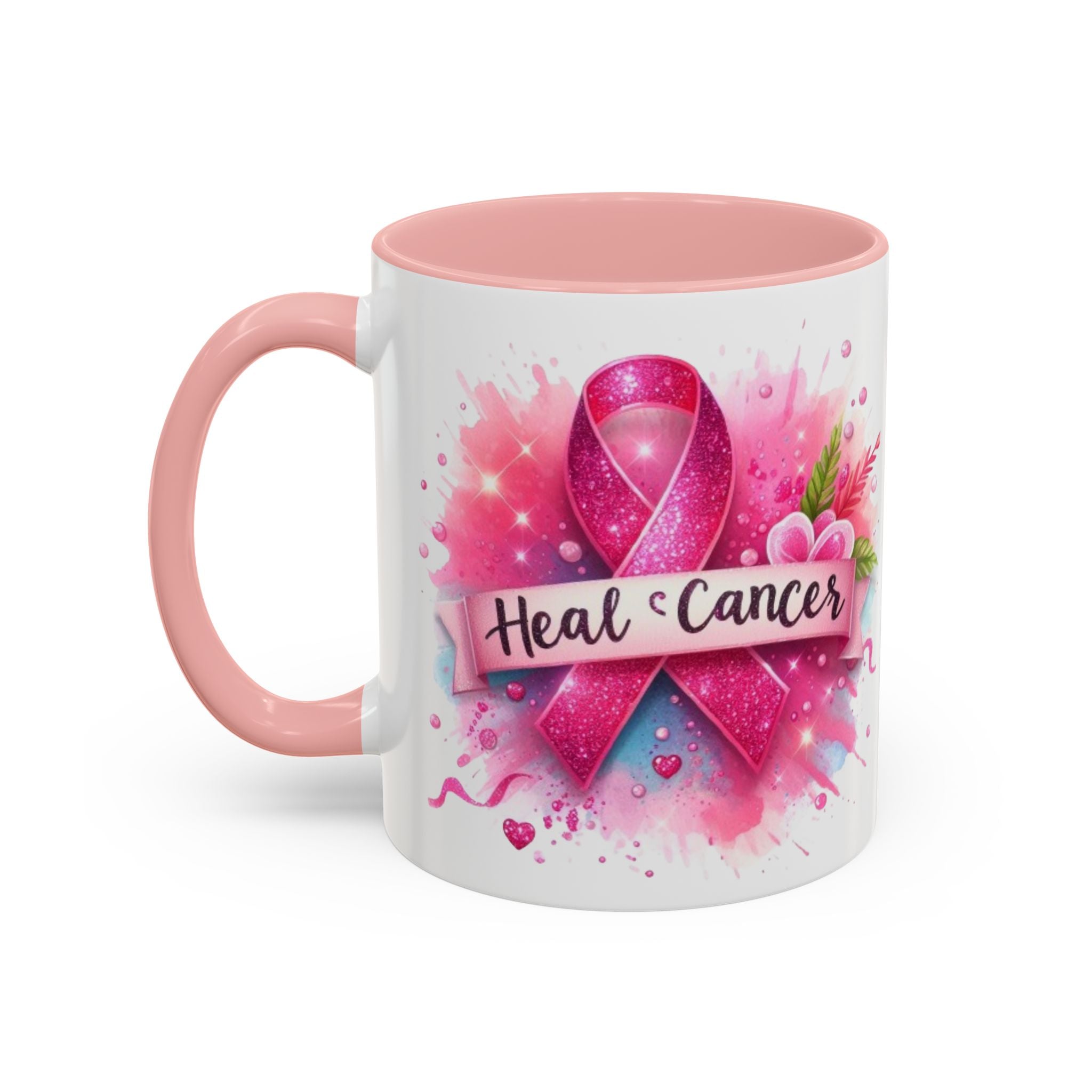Pink Ribbon Healing Coffee Mug | Support Cancer Awareness | Inspirational Gift | Breast Cancer Support | 11oz & 15oz Options