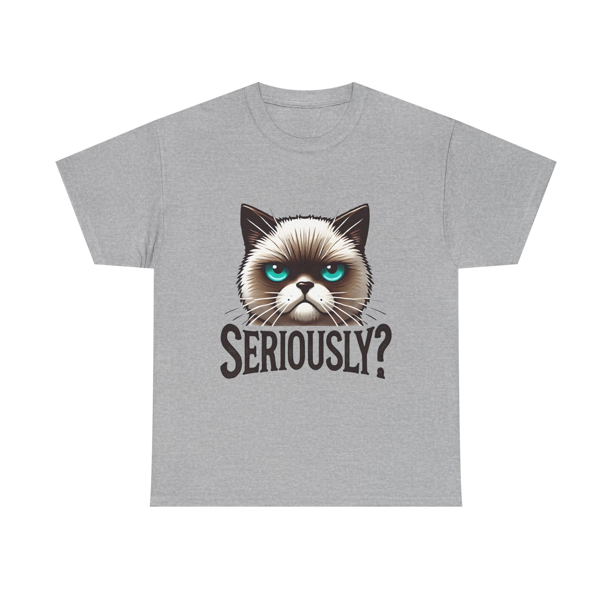 Funny Cat Graphic Tee - 'Seriously?' Unisex Heavy Cotton Shirt