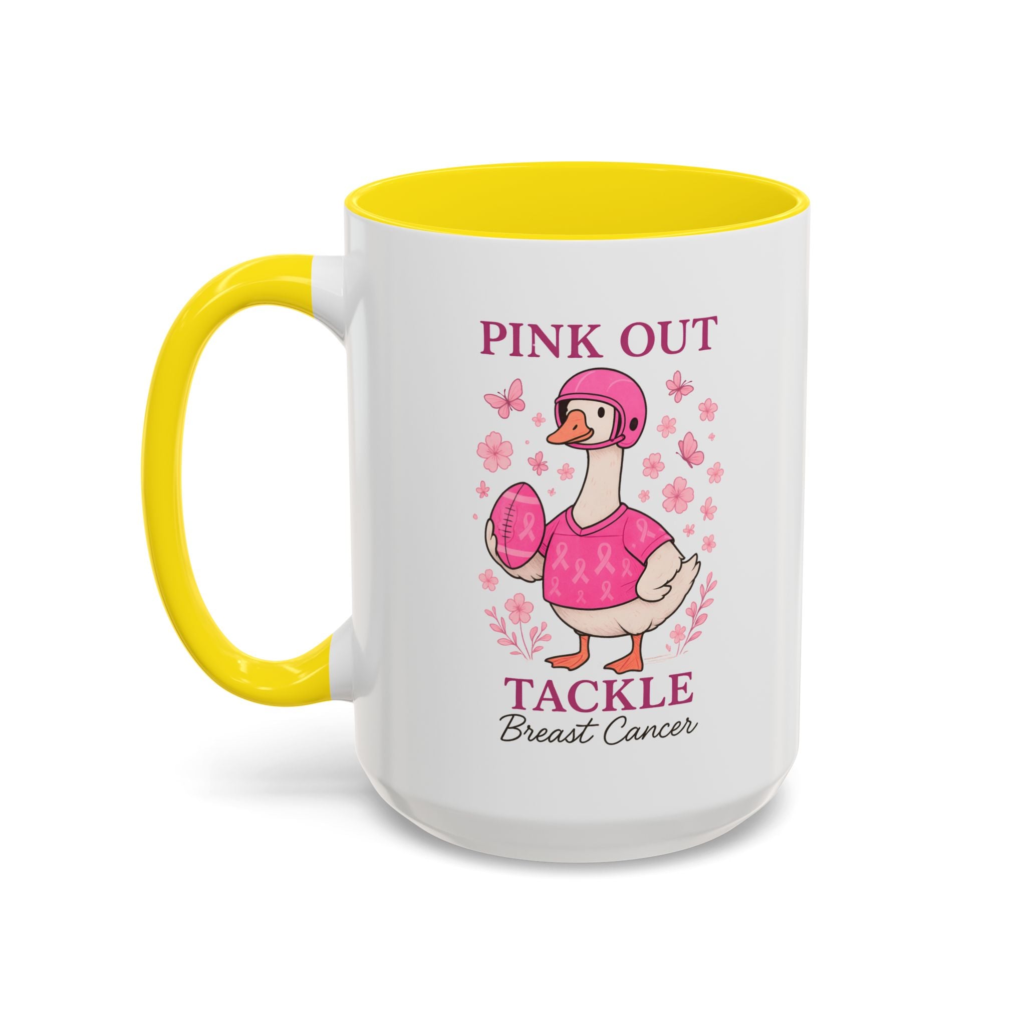 Breast Cancer Awareness Coffee Mug, Pink Out Tackle Duck Design, Supportive Gift for Fighters & Survivors, Cheerful Office Decor, [...]