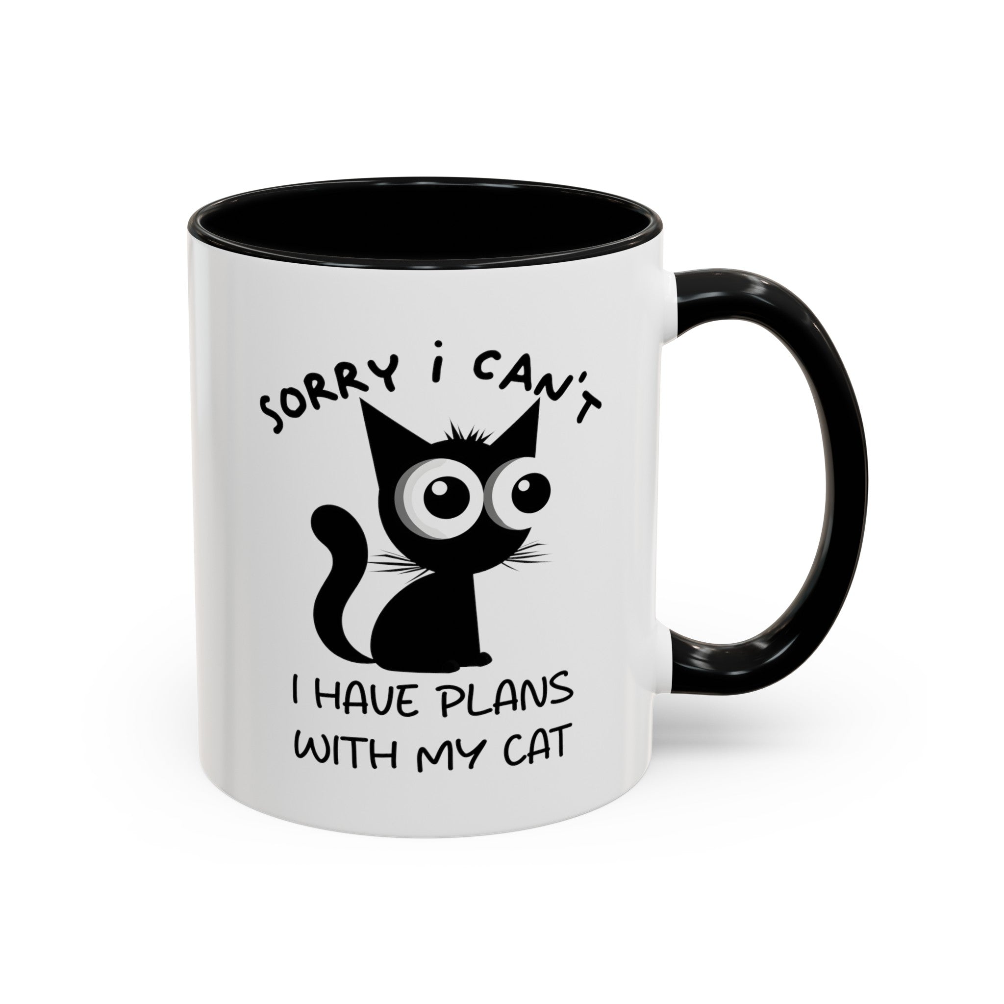 Funny cat Sorry I can't I have plans with my cat  Accent Coffee Mug (11, 15oz) by mrdragonsfire
