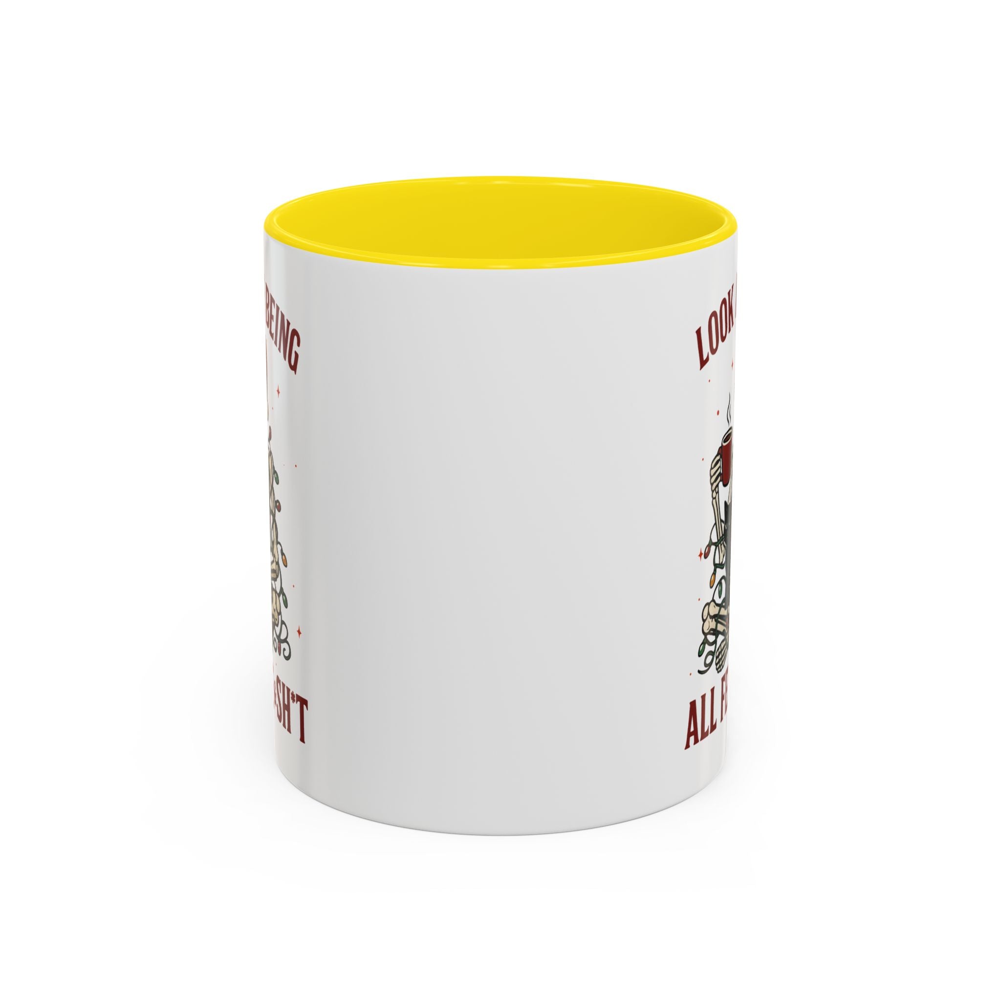 Festive Skeleton Coffee Mug, Unique Holiday Gift, Halloween Decor, Cat Lover's Mug, Funny Gift for Friends