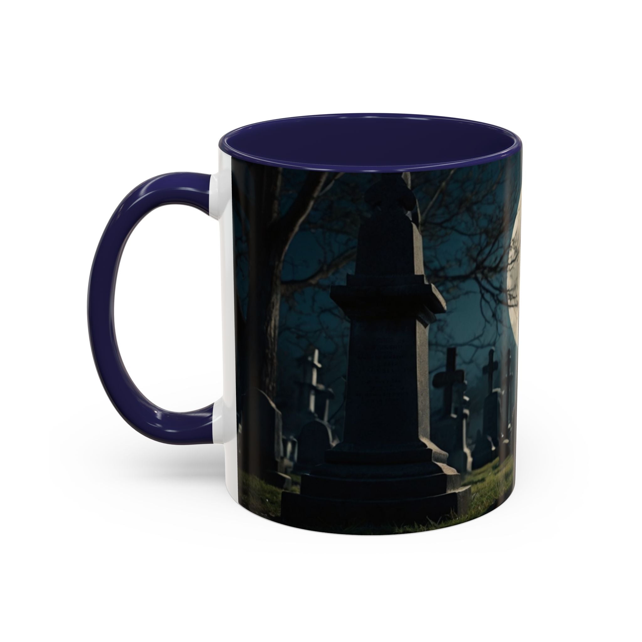 Mystical Black Cat Coffee Mug - 11oz & 15oz halloween graveyard full moon