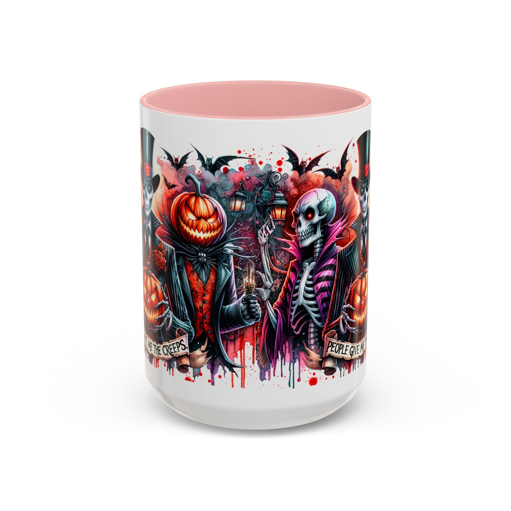 Halloween-themed Accent Coffee Mug, Spooky Skull Mug, Pumpkin Art Cup, Unique Gift for Halloween Lovers, October Decor