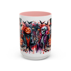 Halloween-themed Accent Coffee Mug, Spooky Skull Mug, Pumpkin Art Cup, Unique Gift for Halloween Lovers, October Decor