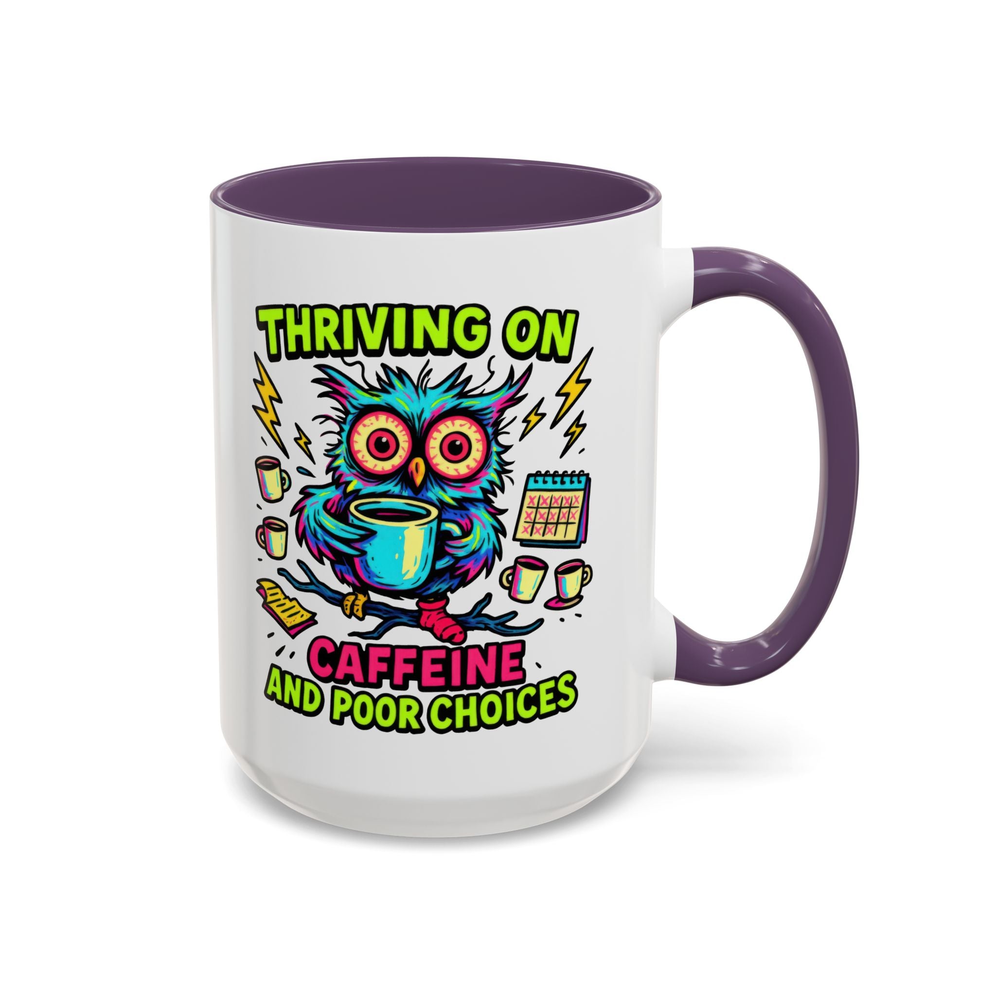 Thriving on Caffeine Mug | Funny Owl Coffee Cup | Gift for Coffee Lovers | Cute Kitchen Decor | Birthday, Holiday Gift