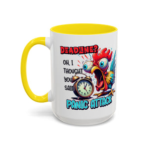 Funny Panic Attack Coffee Mug, Quirky Rooster Mug for Stress Relief, Gift for Teachers, Office Humor, Coworker Gift, Fun Coffee Cup