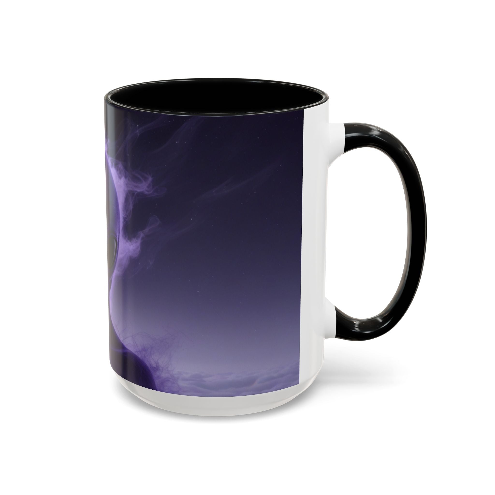 Alien Portrait Accent Coffee Mug — Purple Cosmic Extraterrestrial Art (11/15oz)