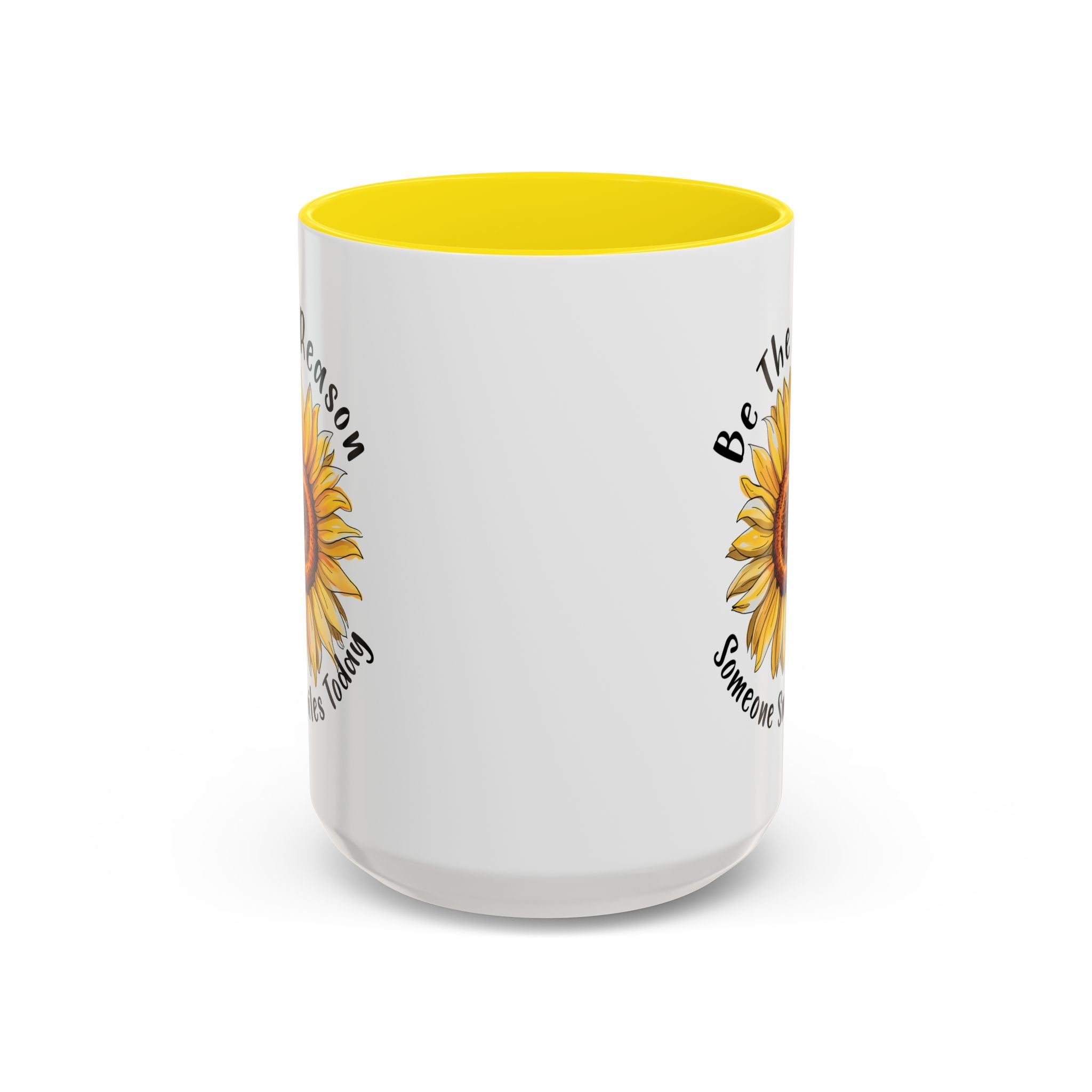 Sunflower Smile Accent Coffee Mug - Cheerful Gift for Friends, Inspirational Mug, 11oz/15oz, Daily Motivation, Brighten Someone's Day