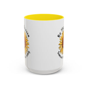Sunflower Smile Accent Coffee Mug - Cheerful Gift for Friends, Inspirational Mug, 11oz/15oz, Daily Motivation, Brighten Someone's Day