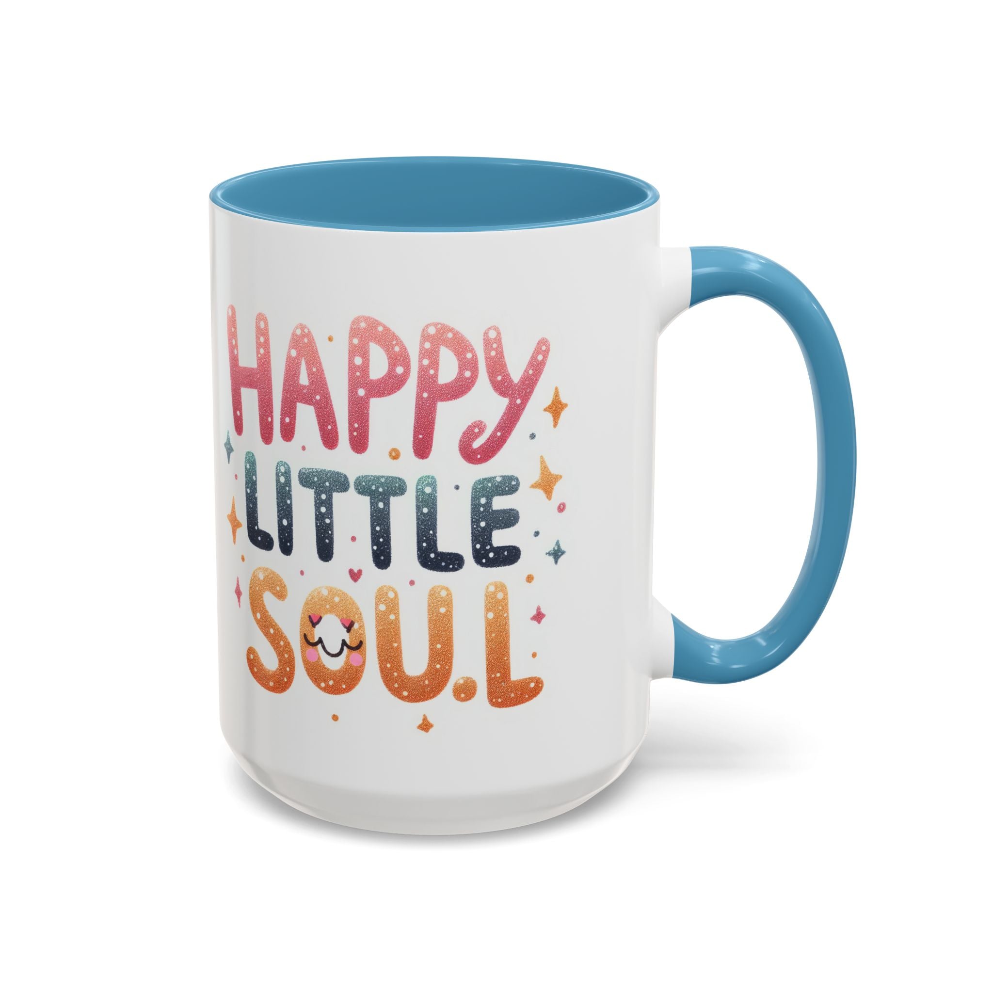 Happy Little Soul Accent Coffee Mug – Cute Positive Morning Quote (11/15 oz)