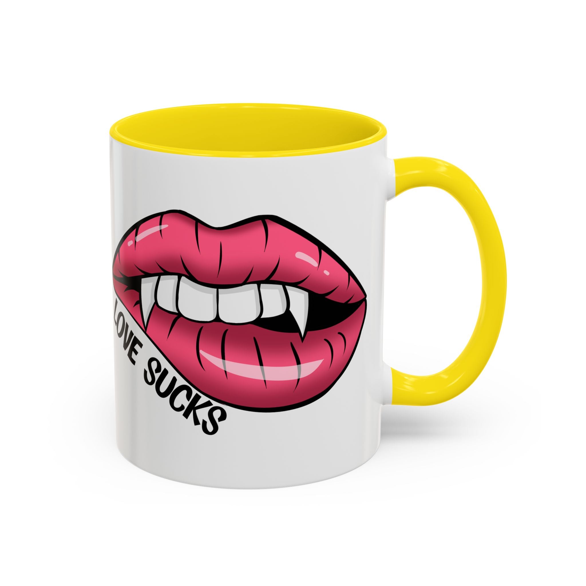 anti valentine Accent Coffee Mug - 'Love Sucks' Vampire Lips Coffee Mug