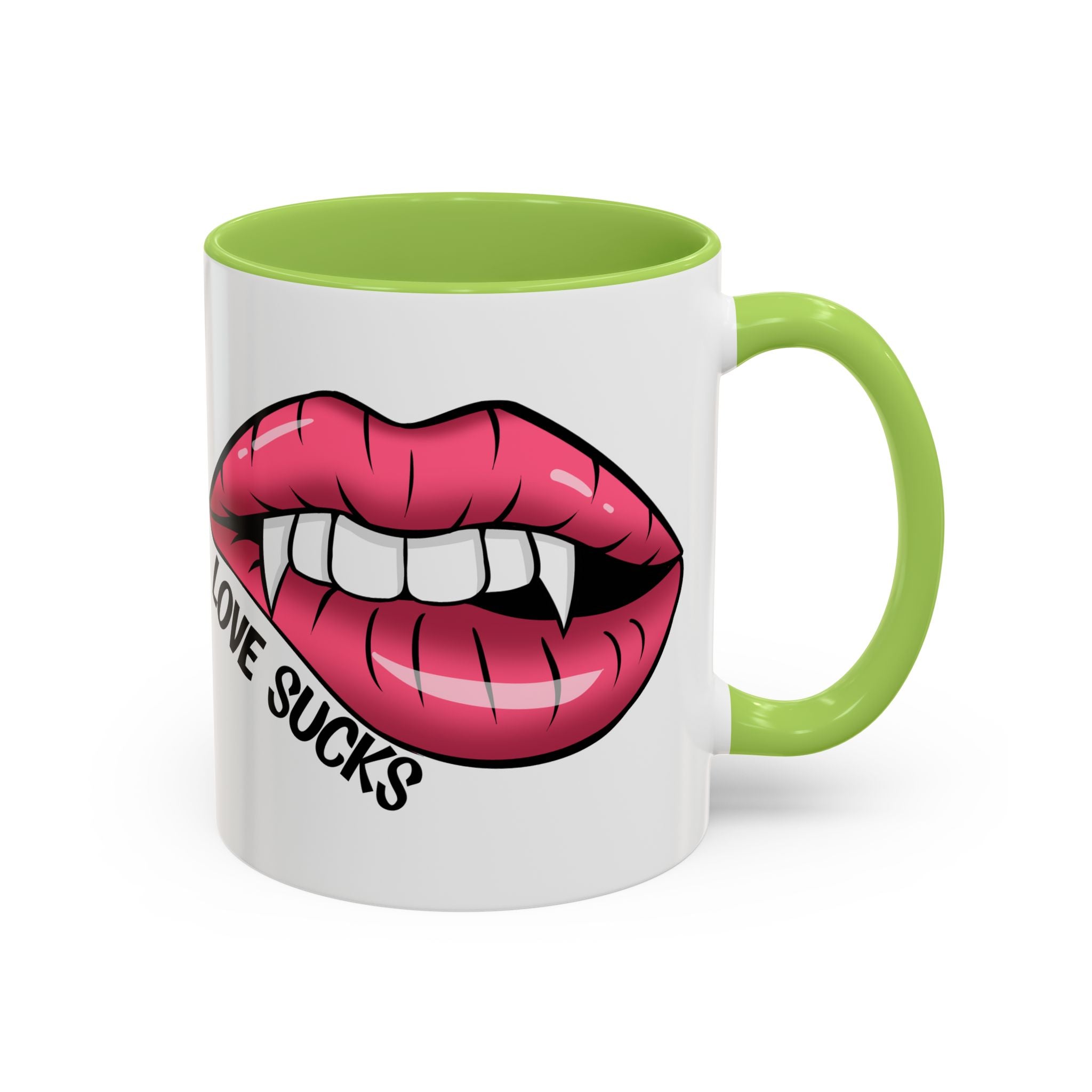 anti valentine Accent Coffee Mug - 'Love Sucks' Vampire Lips Coffee Mug