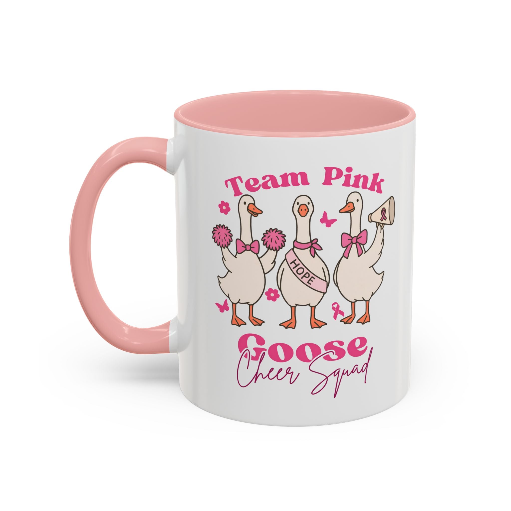 cancer awareness Team Pink Goose Cheer Squad Coffee Mug - Cute Animal Mug for Fun Gifts,   Home Decor/Office Use