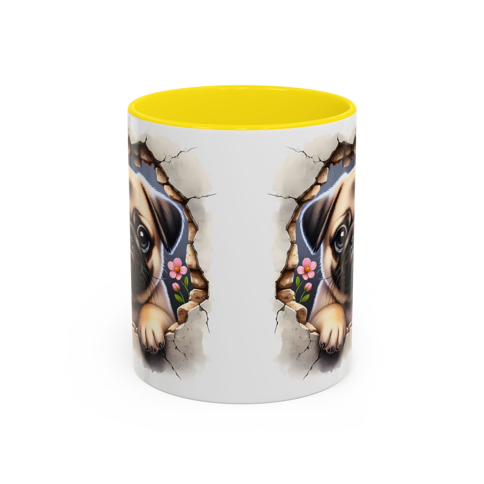 Pug In A Wall Coffee Mug - Cozy Ceramic Cup for Dog Lovers - Cute Pet Gift for Birthdays, Anniversaries, and Holidays