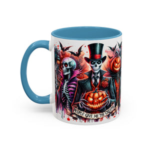 Halloween-themed Accent Coffee Mug, Spooky Skull Mug, Pumpkin Art Cup, Unique Gift for Halloween Lovers, October Decor