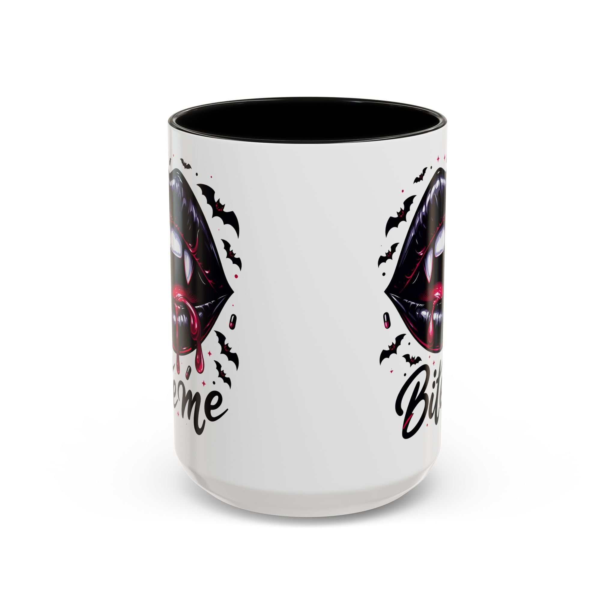 Vampire Themed Coffee Mug - "Bite Me"  halloween bats horror art cup