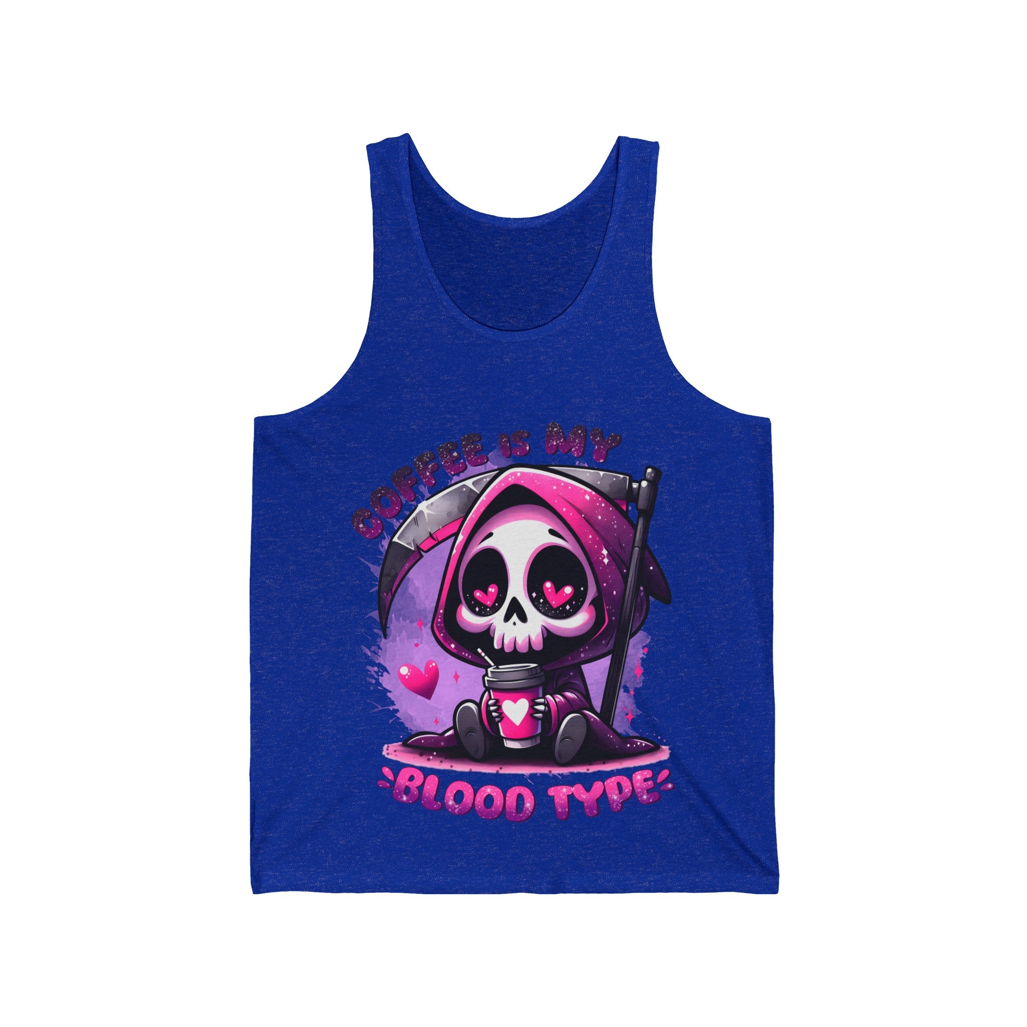 grim reaper coffee is my blood type Unisex Jersey Tank by the x m world