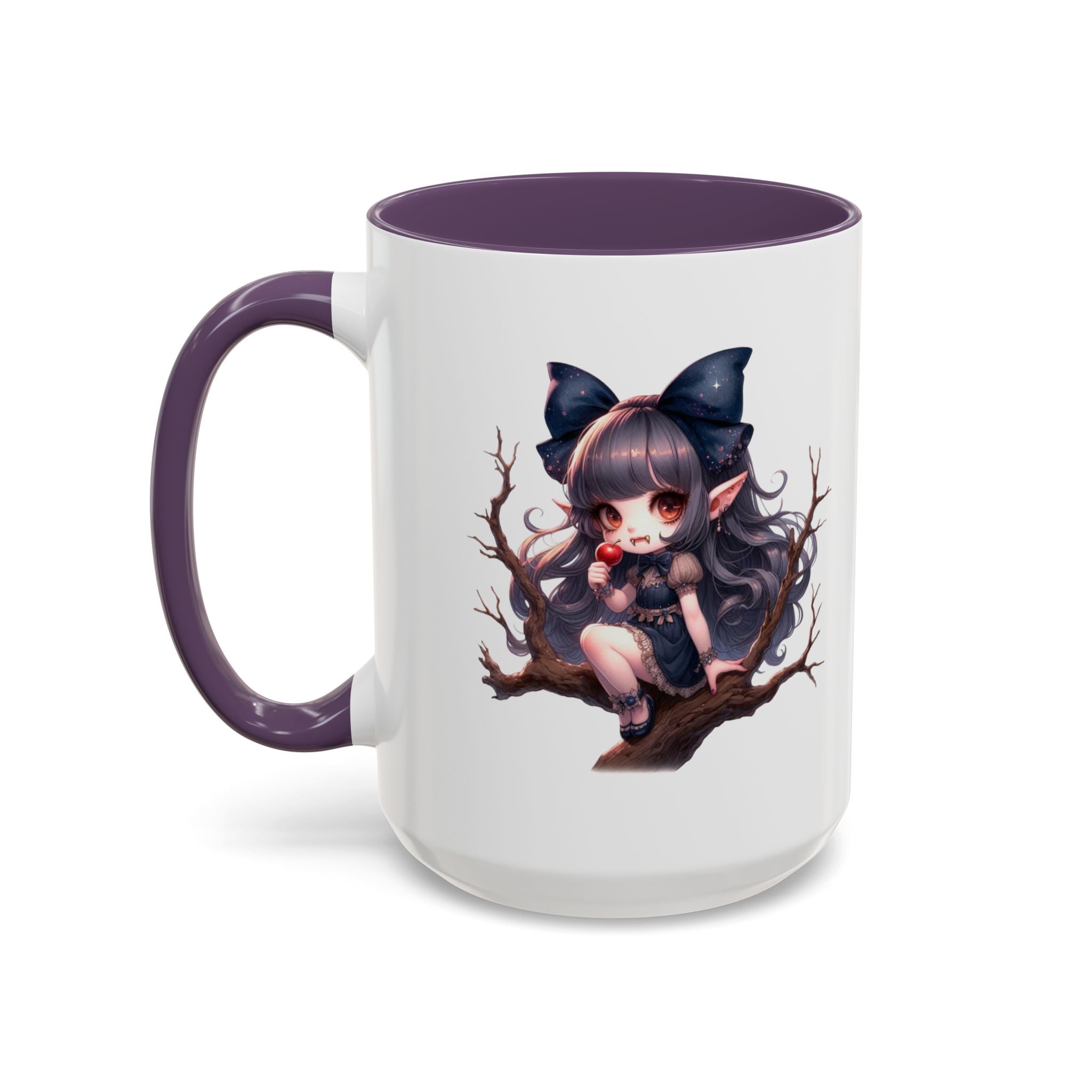 gothic vampire girl in tree horror art Accent Coffee Mug (11, 15oz) png16