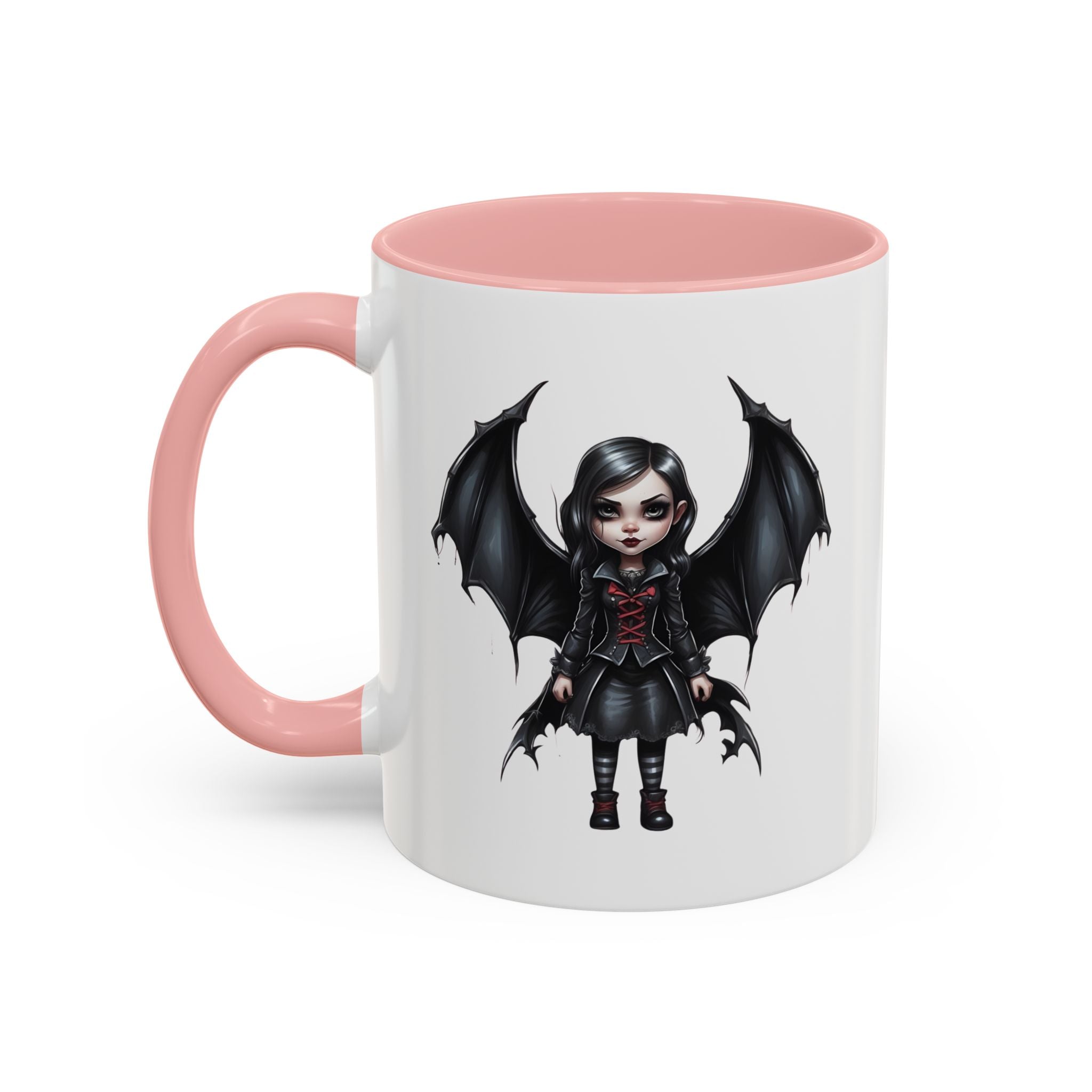 Gothic vampire girl with bat wings horror art Accent Coffee Mug (11, 15oz) vamp18