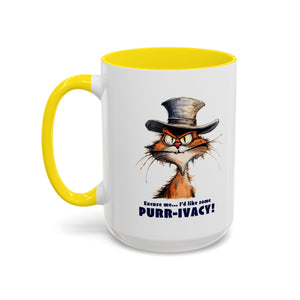 Funny Cat Coffee Mug - Purr-ivacy & Puppy Humor, Gifts for Cat Lovers, Home Office Accessories, Birthday, Pet Owner Mug