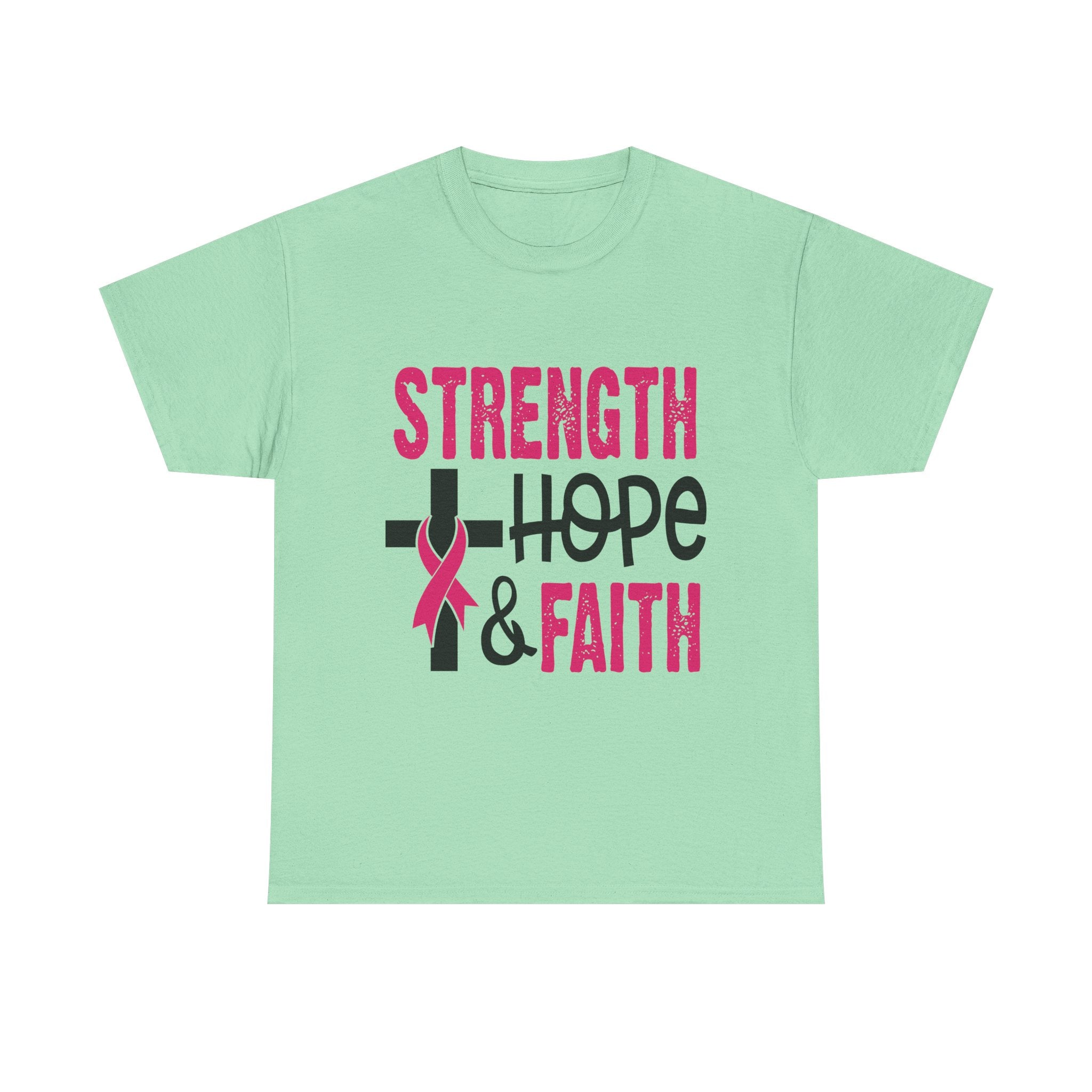 Unisex Cotton Tee - Strength, Hope & Faith, Inspirational Shirt, Breast Cancer Awareness Tee, Faith-Based Apparel, Motivational Gift