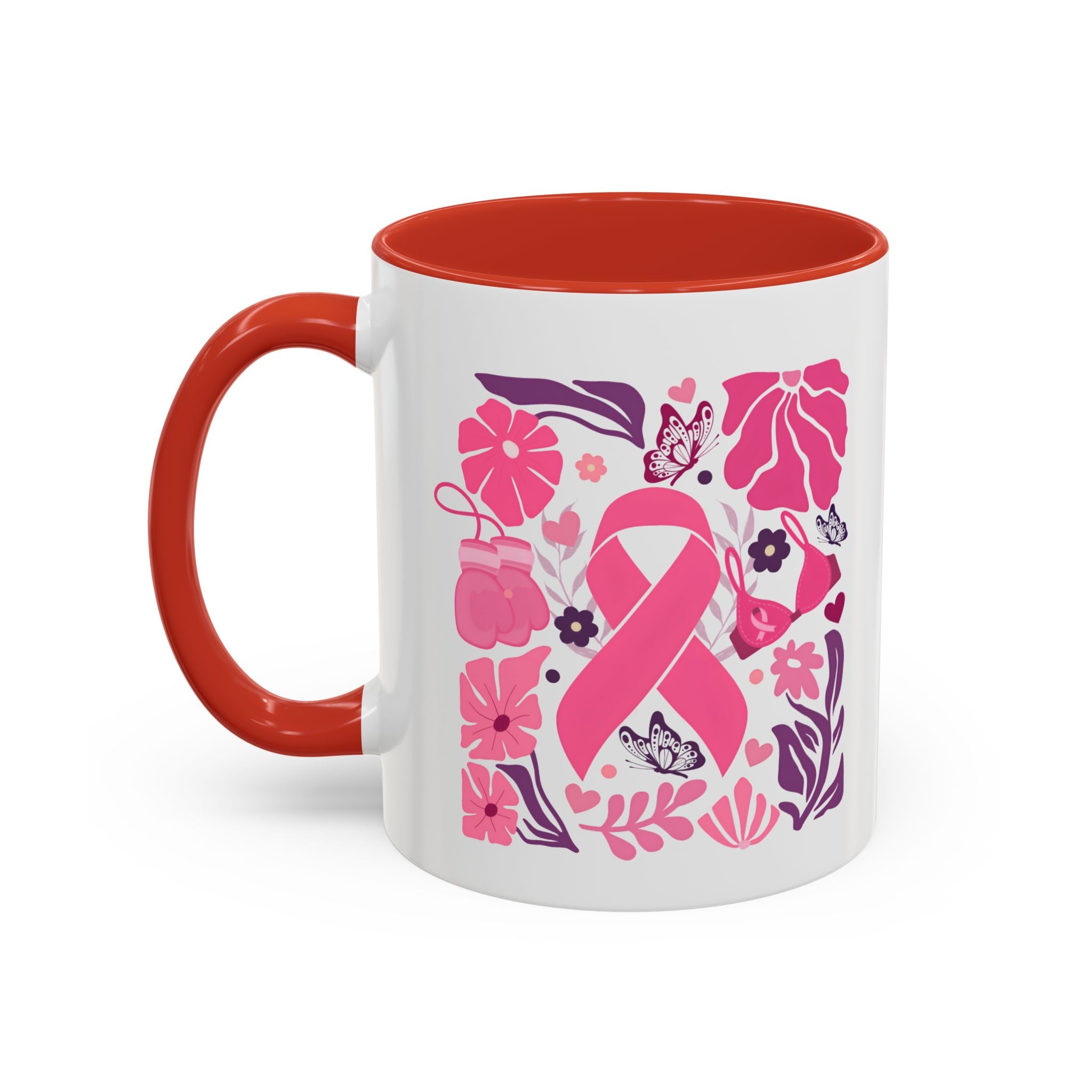 Pink Floral Awareness Coffee Mug, Breast Cancer Awareness Mug, Gift for Her, Supportive Drinkware, Motivational Mug