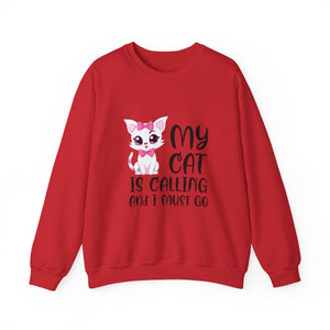 Cute Cat Lover Sweatshirt, My Cat Is Calling Crewneck, Animal Print Pullover, Pet Owner Gift, Cozy Sweatshirt for Cat Moms
