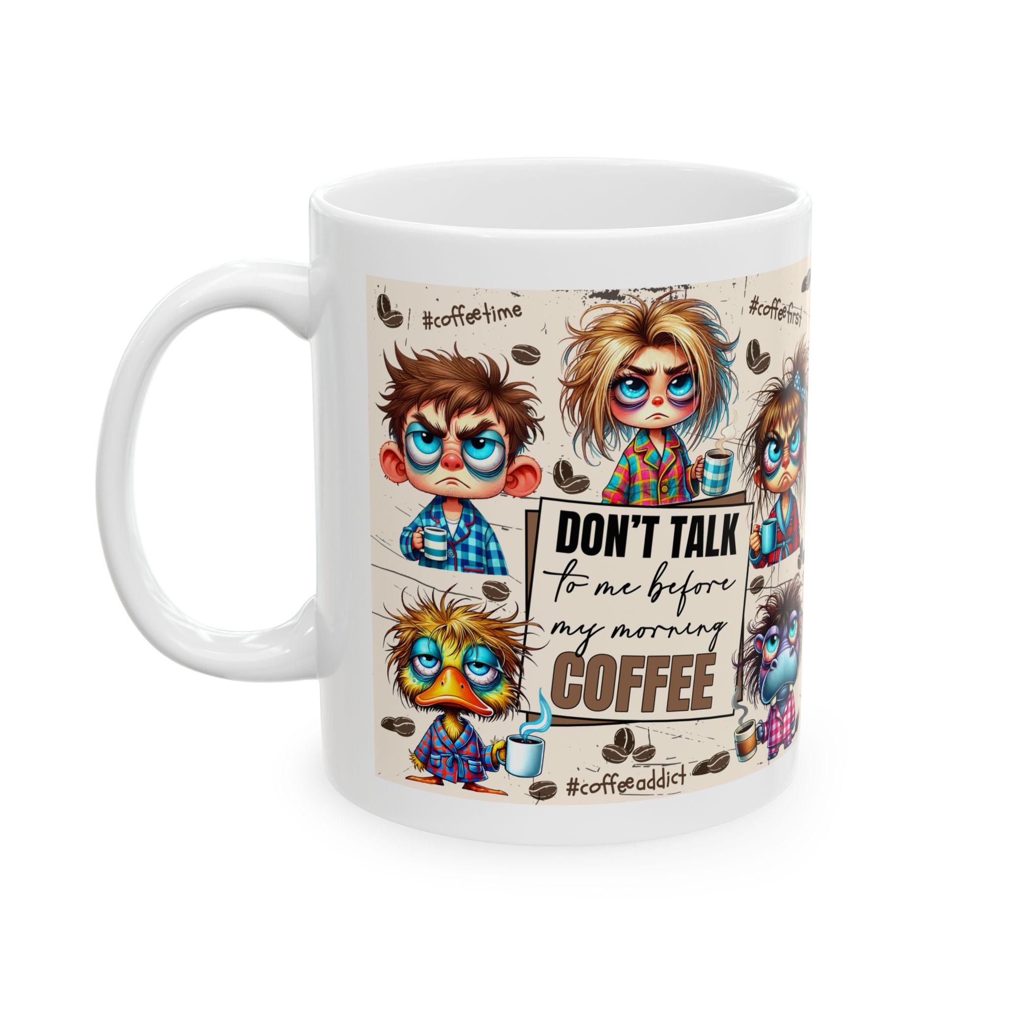 Coffee Lovers Ceramic Mug - Funny Cartoon Design | Perfect Gift for Coffee Enthusiasts, Home Office, Any Holiday