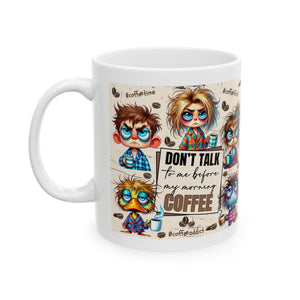 Coffee Lovers Ceramic Mug - Funny Cartoon Design | Perfect Gift for Coffee Enthusiasts, Home Office, Any Holiday