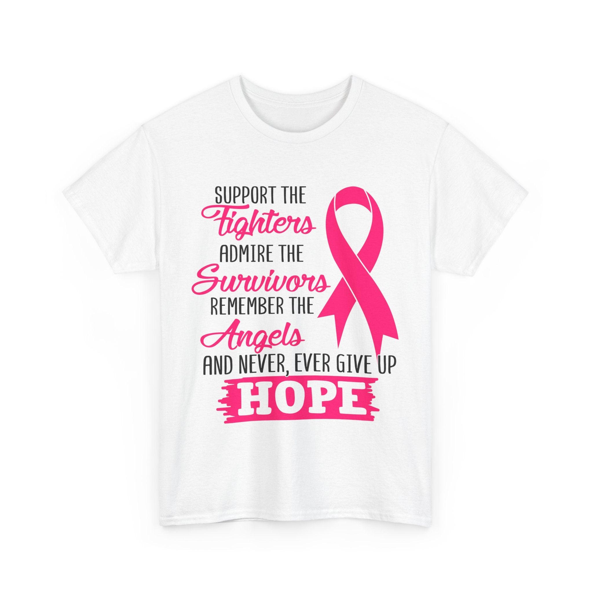 Hope Support Cotton Tee for Fighters and Survivors, Awareness T-Shirt, Breast Cancer Gift, Inspirational Apparel, Unisex Charity Shirt