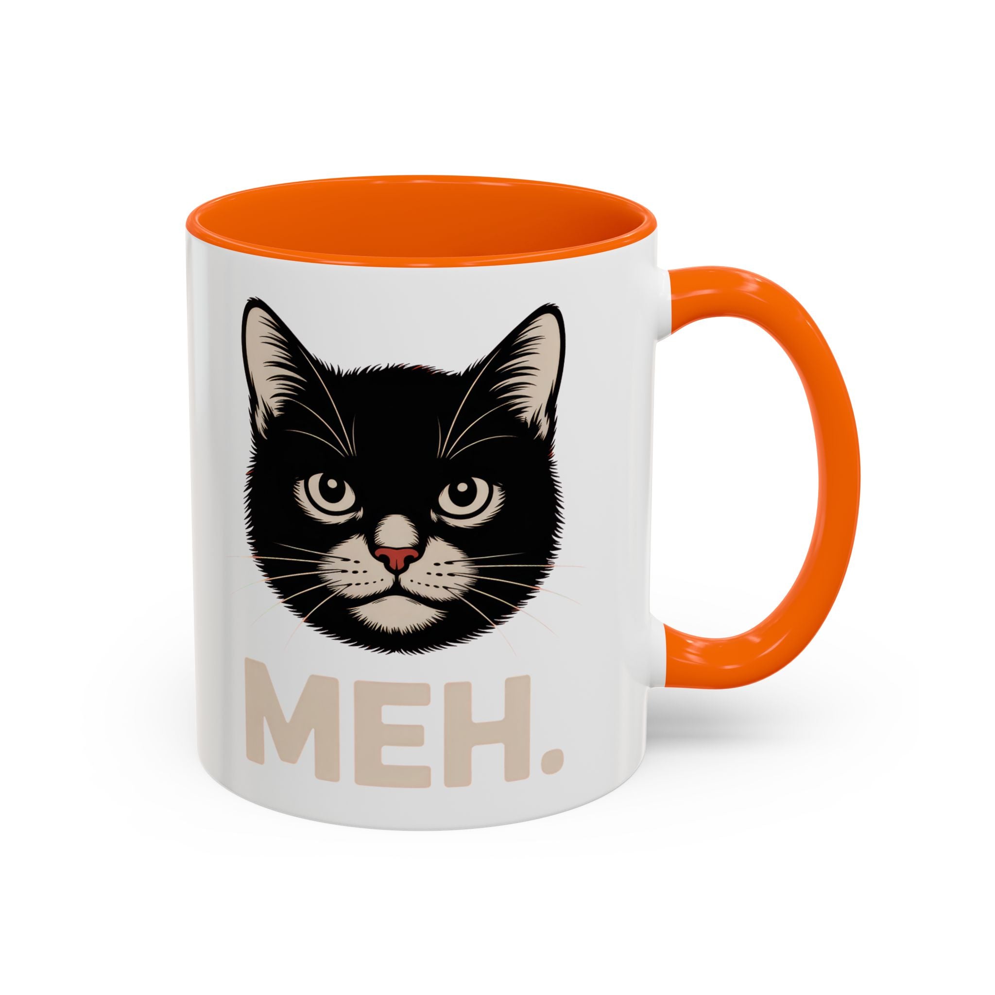 Tuxedo Cat 'MEH.' Accent Coffee Mug — Funny Cat Lover Ceramic Mug