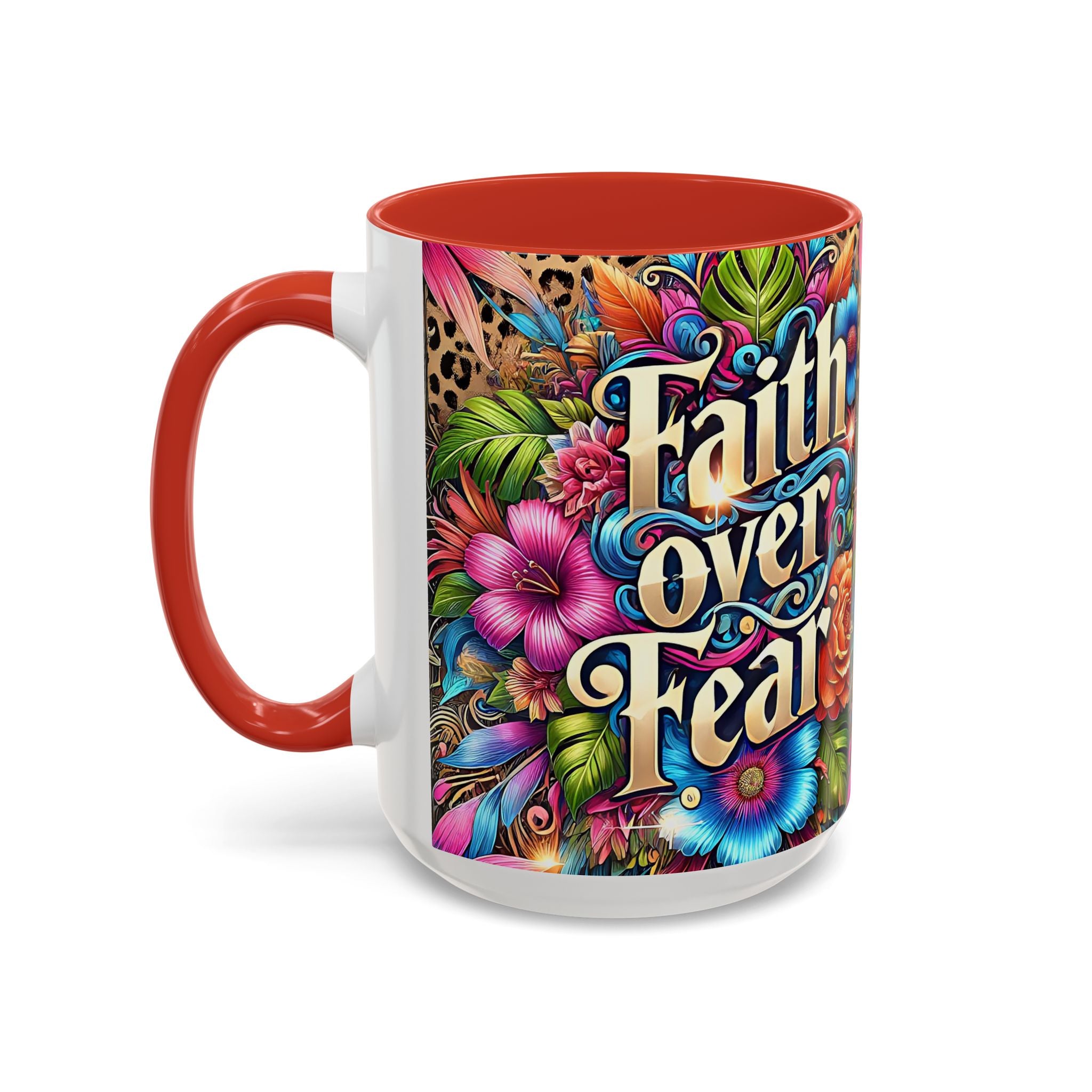 Faith Over Fear Floral Coffee Mug positive mental health
