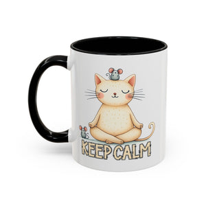 Serene Cat Coffee Mug, Funny Pet Lover's Gift, Cute Keepsake for Relaxation, Relaxing Drinkware, Quirky Home Decor