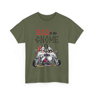 Bad to the Gnome Unisex Heavy Cotton Tee - Fun and Whimsical Biker Shirt