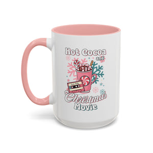 Hot Cocoa & Christmas Movie Mug, Cozy Holiday Cup, Winter Gift, Festive Beverage Container, Cute Coffee Mug