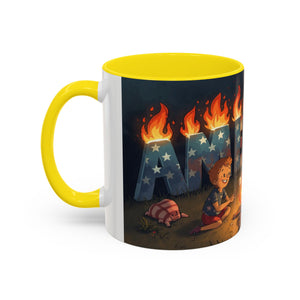 Patriotic Camping Coffee Mug - Fun America Design, Perfect for , Campfire Gatherings, Super for Gifts
