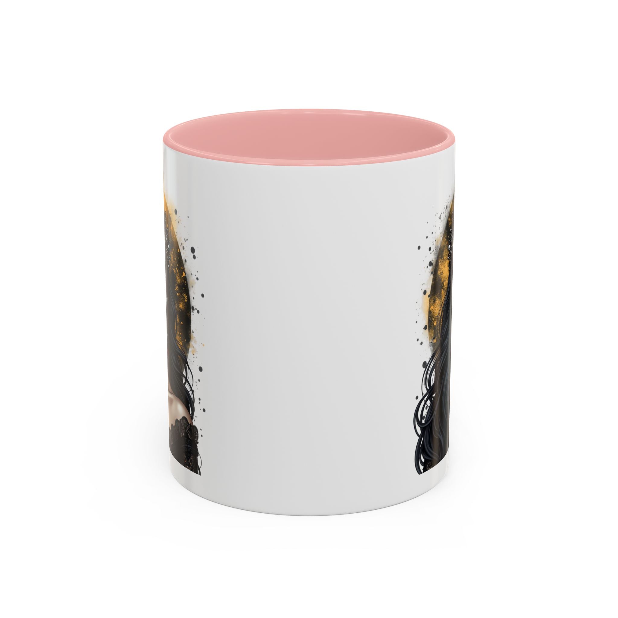 Gothic Art Accent Mug - Artistic Skull & Lady Design, Unique Coffee Cup for Halloween, Gift for Her, Decorative Kitchenware, Dark Aesthetic