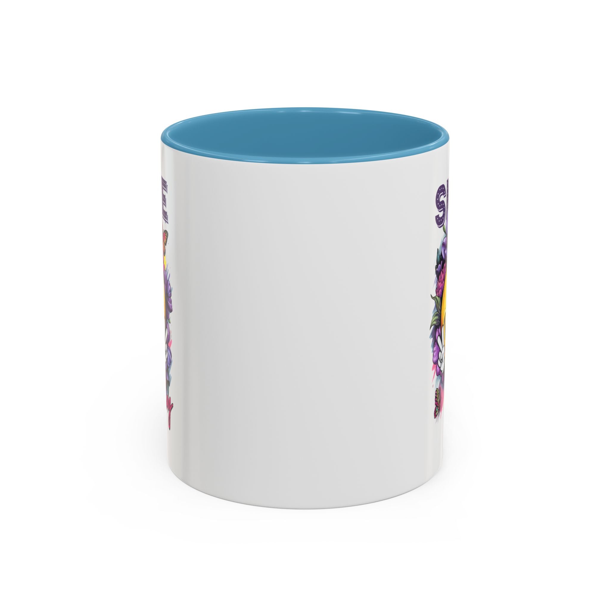 Smile Stay Accent Coffee Mug - Vibrant Floral Design for Positive Vibes