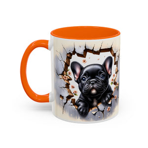 Cute French Bulldog Accent Coffee Mug, Pet Lover Gift, Dog Lover Mug, Home Office Coffee Cup, Unique Animal Print Mug