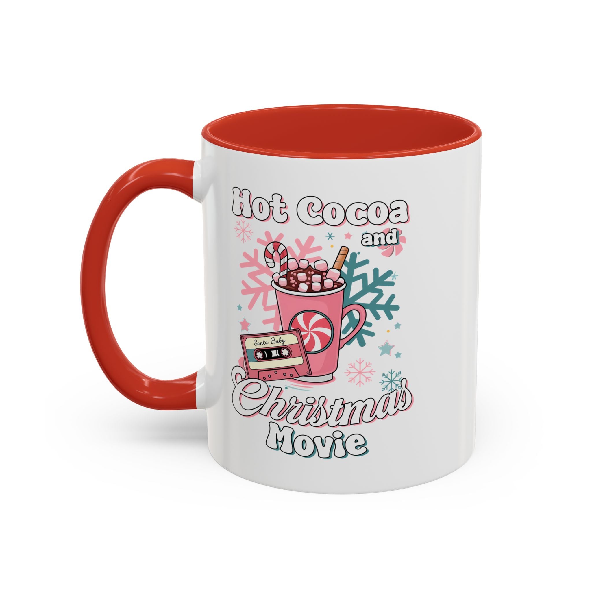 Hot Cocoa & Christmas Movie Mug, Cozy Holiday Cup, Winter Gift, Festive Beverage Container, Cute Coffee Mug