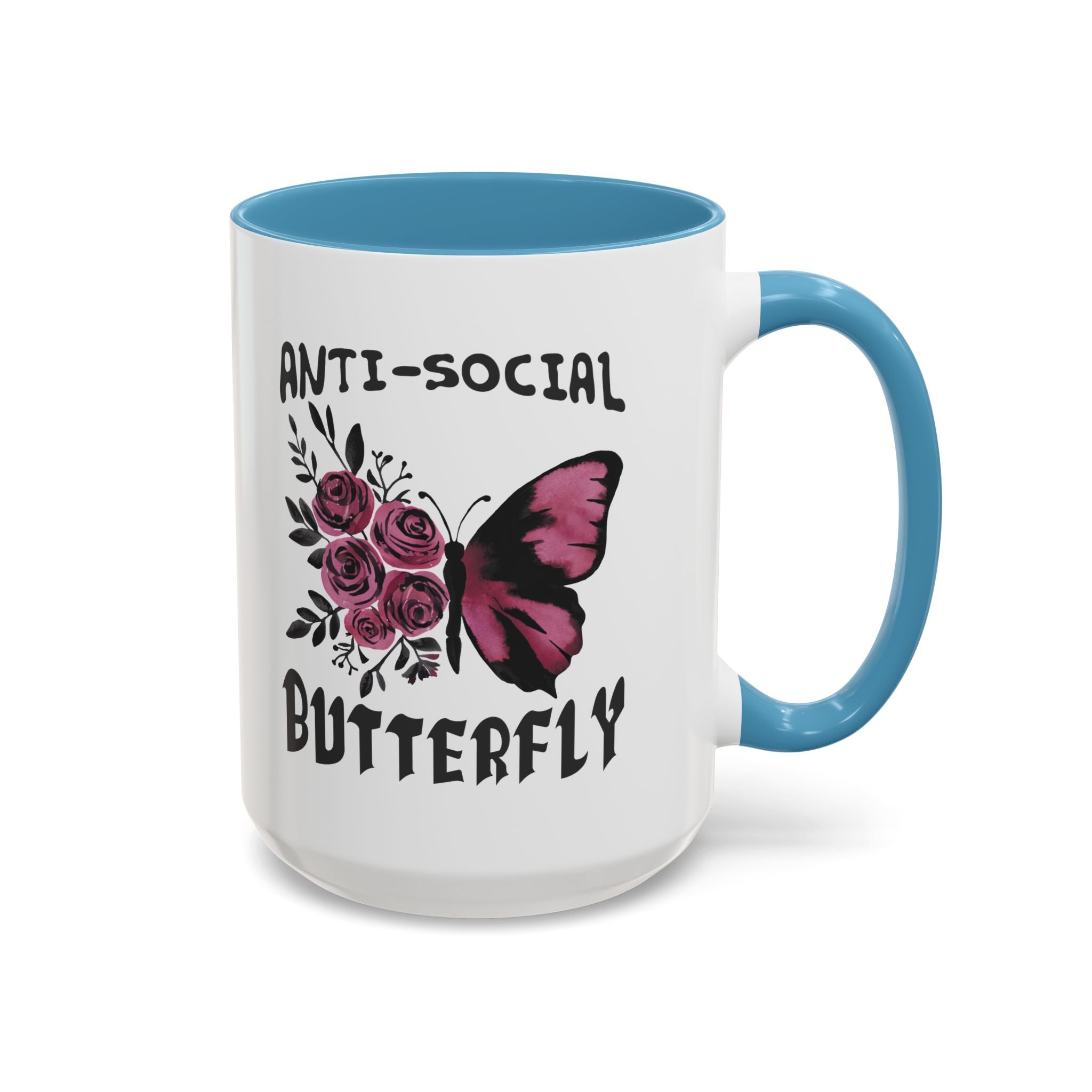 Anti-Social Butterfly Coffee Mug - Floral & Butterfly Design