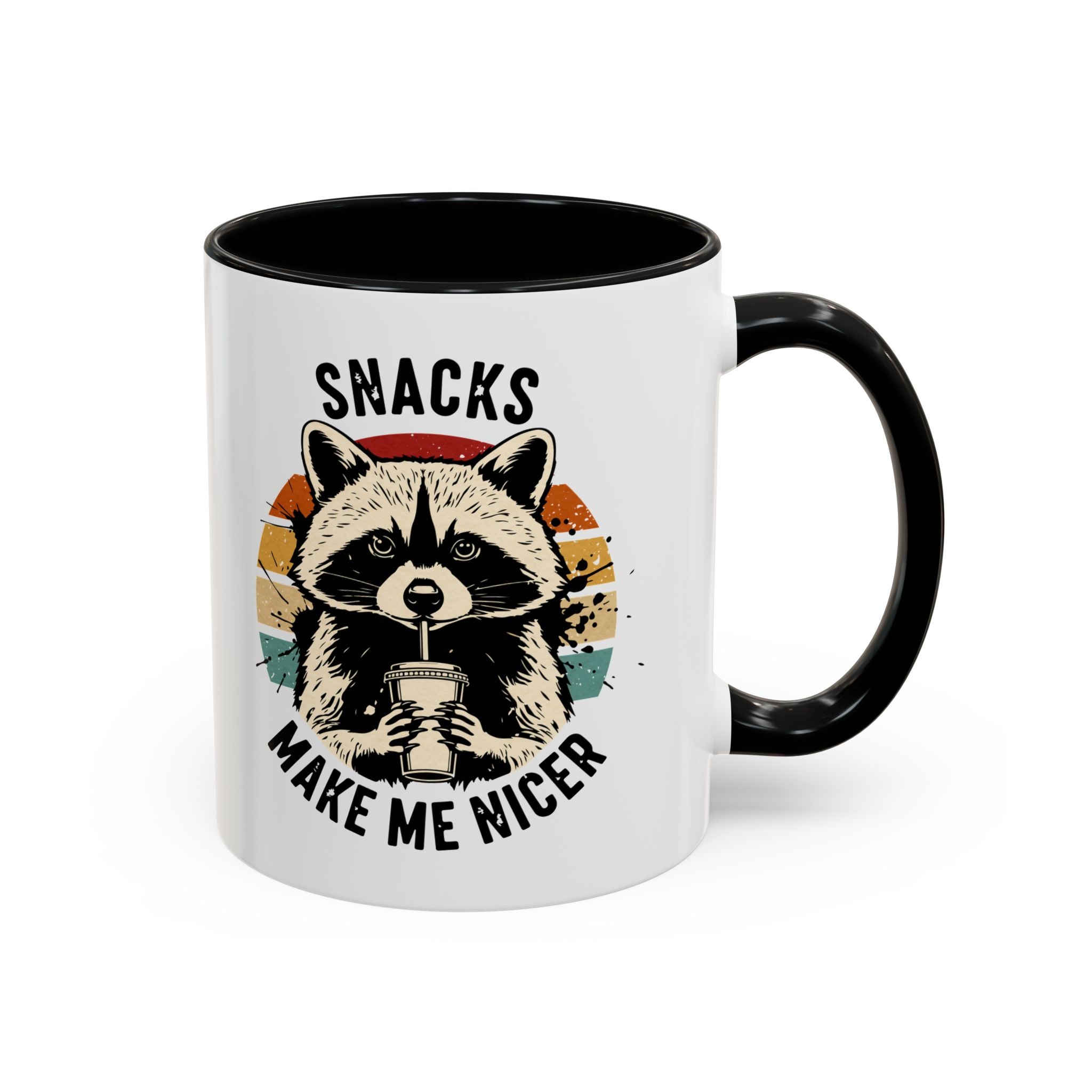 Snacks Make Me Nicer Raccoon Accent Coffee Mug (11/15oz)