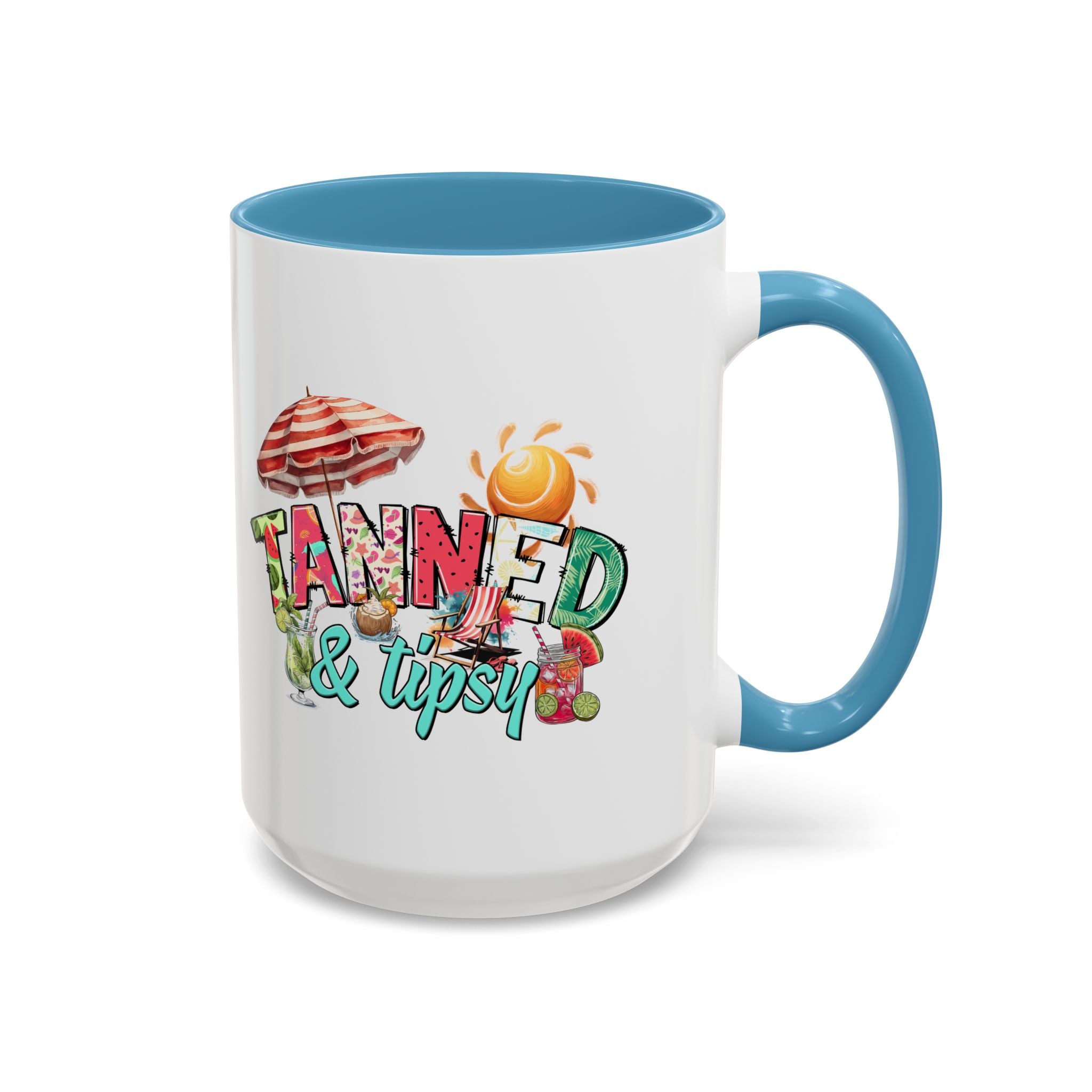 Tanned & Tipsy Accent Coffee Mug - Perfect for Summer Vibes & Beach Lovers party