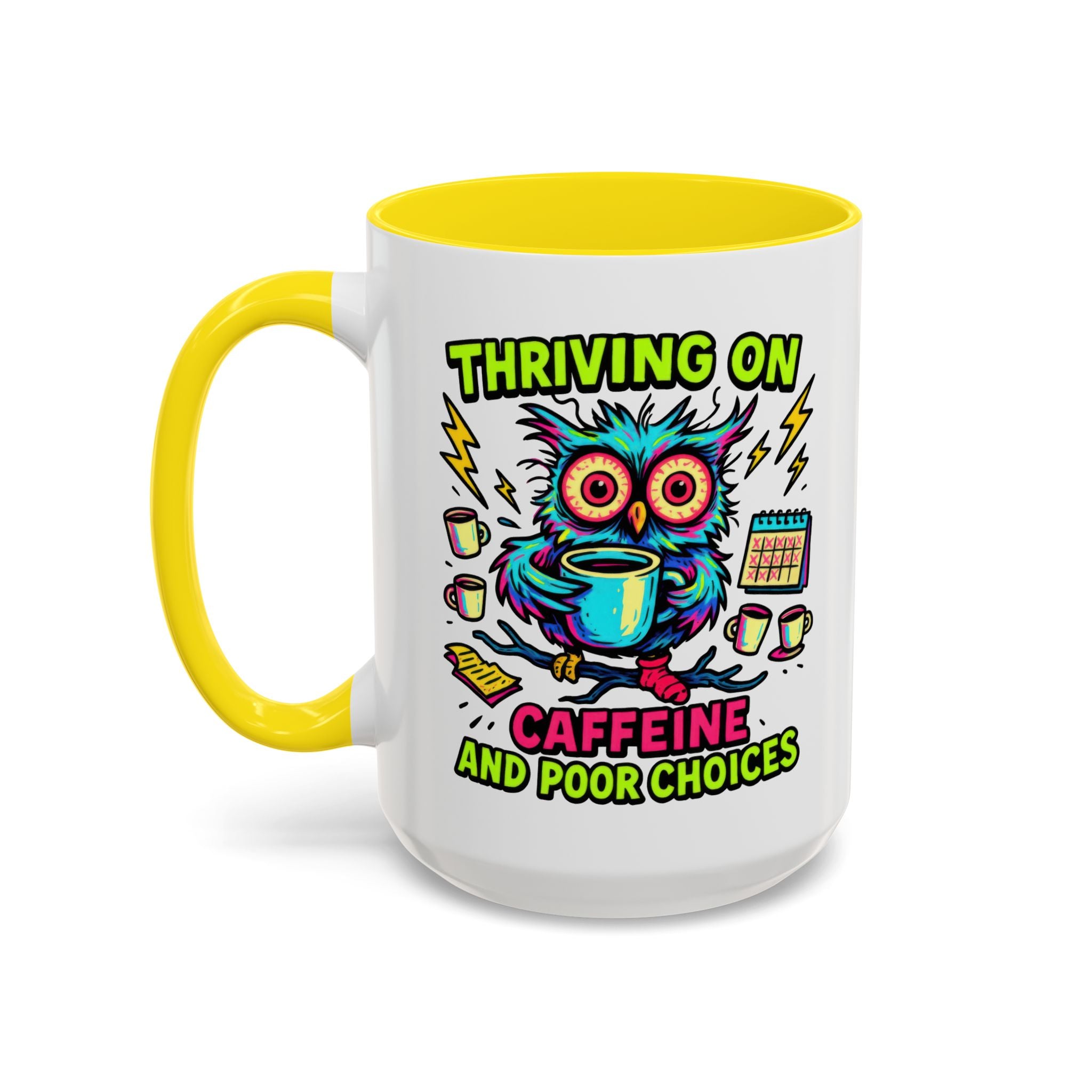 Thriving on Caffeine Mug | Funny Owl Coffee Cup | Gift for Coffee Lovers | Cute Kitchen Decor | Birthday, Holiday Gift