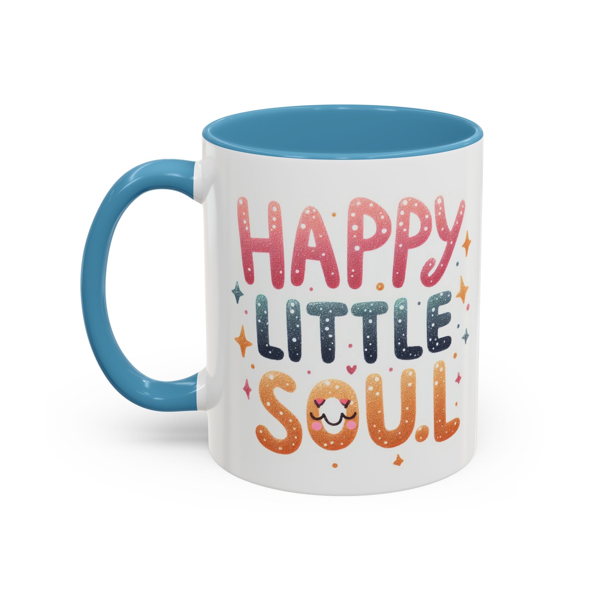Happy Little Soul Accent Coffee Mug – Cute Positive Morning Quote (11/15 oz)